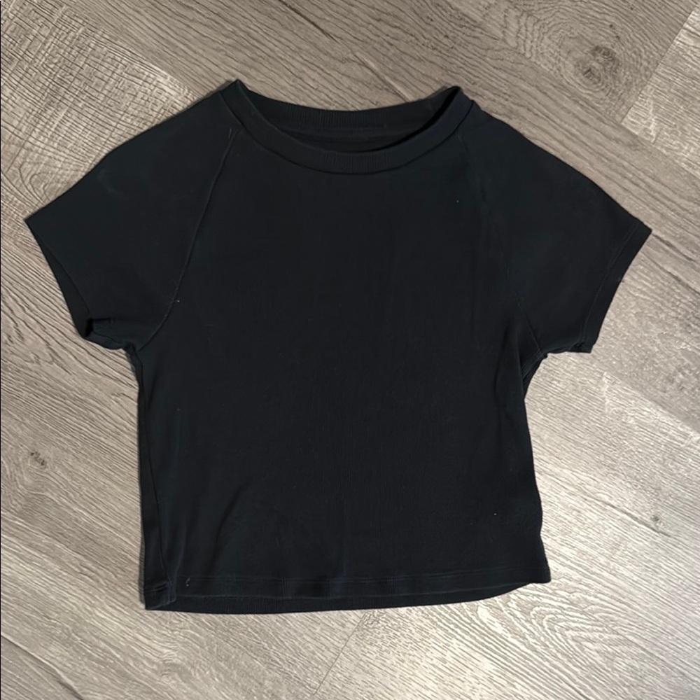 Aerie Black Short Sleeve Crop Top